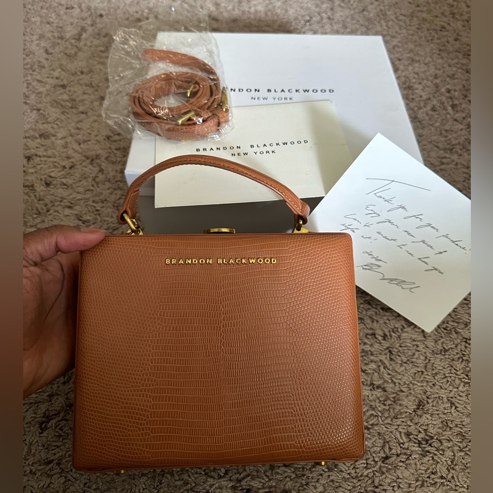 Brandon Blackwood Kendrick Trunk Embossed Tan Lizard